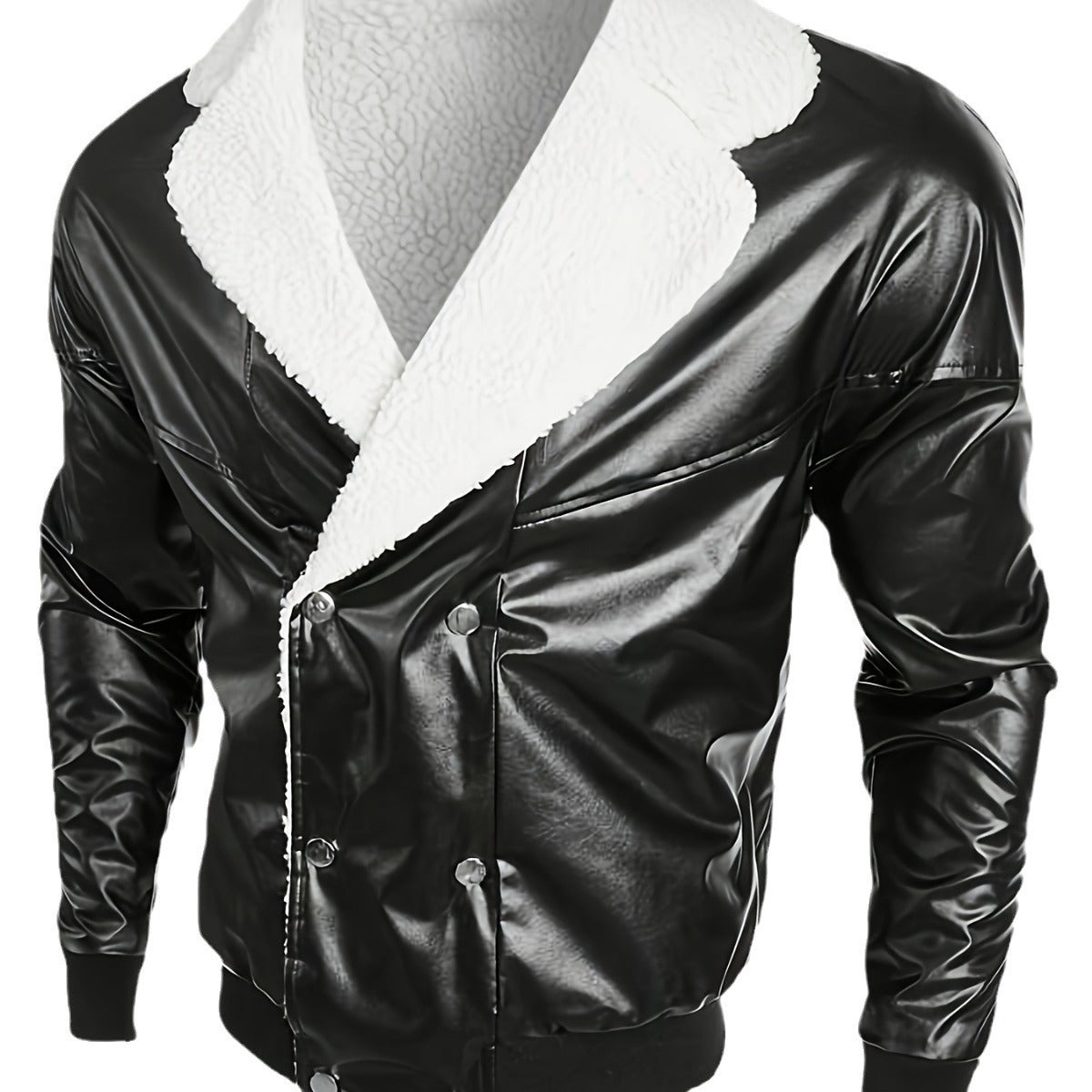 Men's Leather Coat Fleece-lined Thickened Casual Trend Machine G Suit