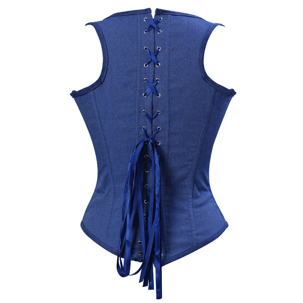 Fashion Simple Denim Waistcoat Body Shaping Top