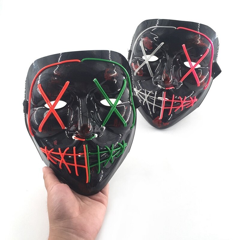 Scary face with blood horror thriller LED glow mask