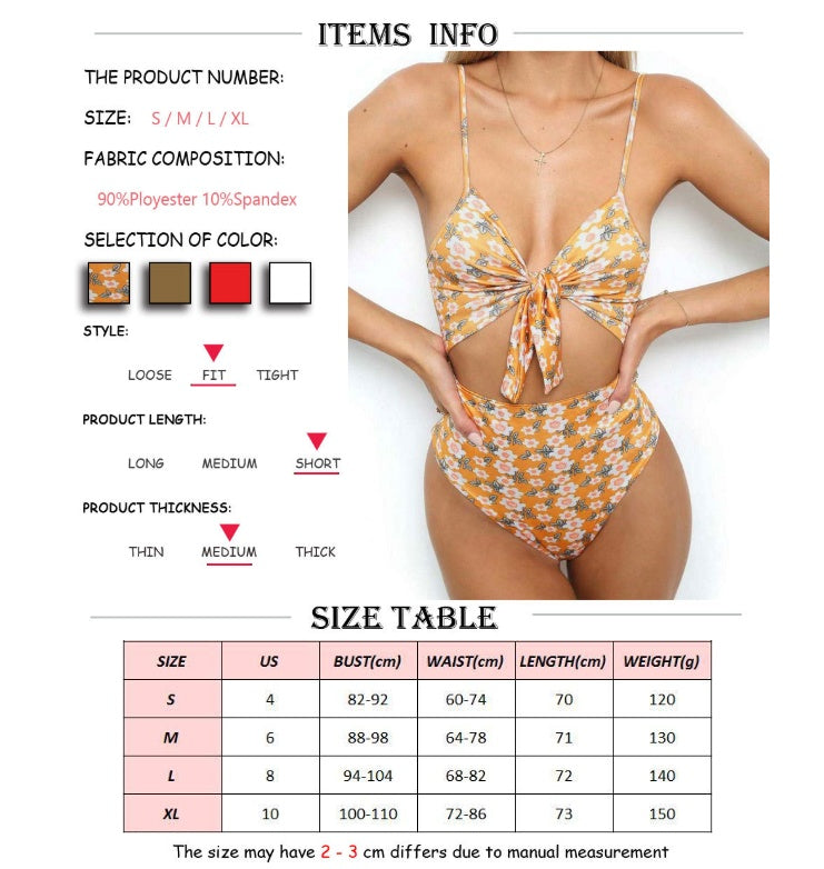 Explosion models sexy tie knot print one-piece swimsuit ZC2520 plus chest pad