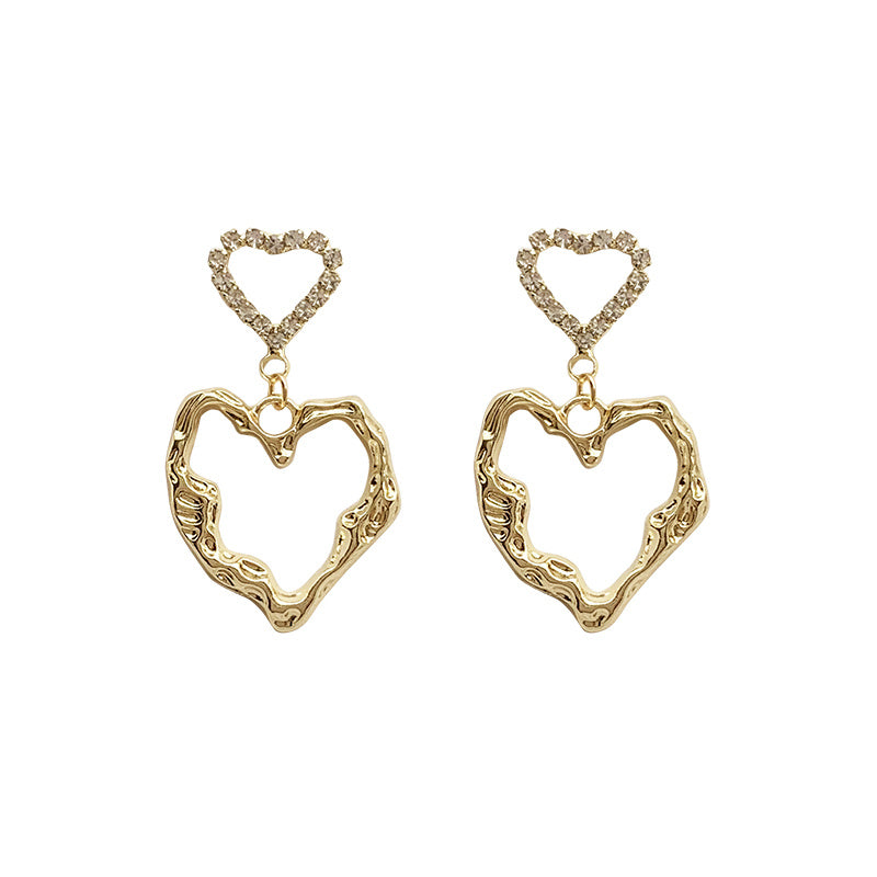 South Korea Dongdaemun Gold Heart Earrings