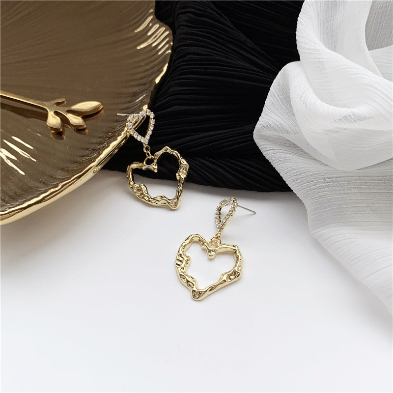 South Korea Dongdaemun Gold Heart Earrings