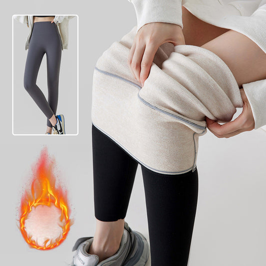 High Waist Cashmere Leggings Winter Warm Solid Plush Pants Fashion Slim Trousers Women Clothing