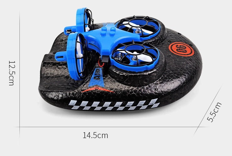 RC Boat Water Land And Air Four-Axis  Hovercraft Three-in-one Multi-function Toy One-button Tumbling Mini Drone