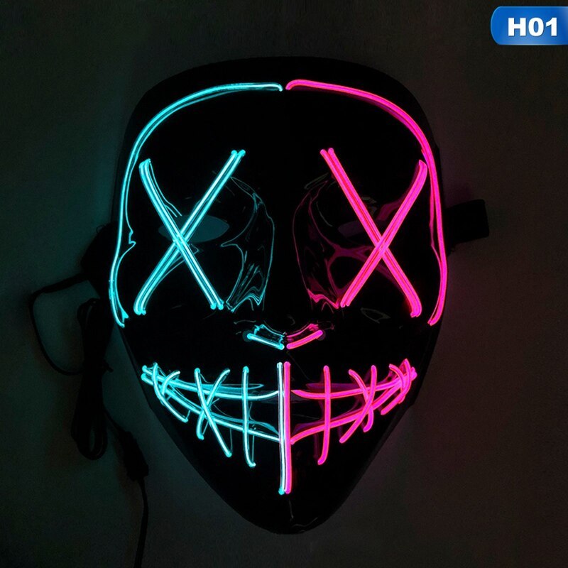 Scary face with blood horror thriller LED glow mask