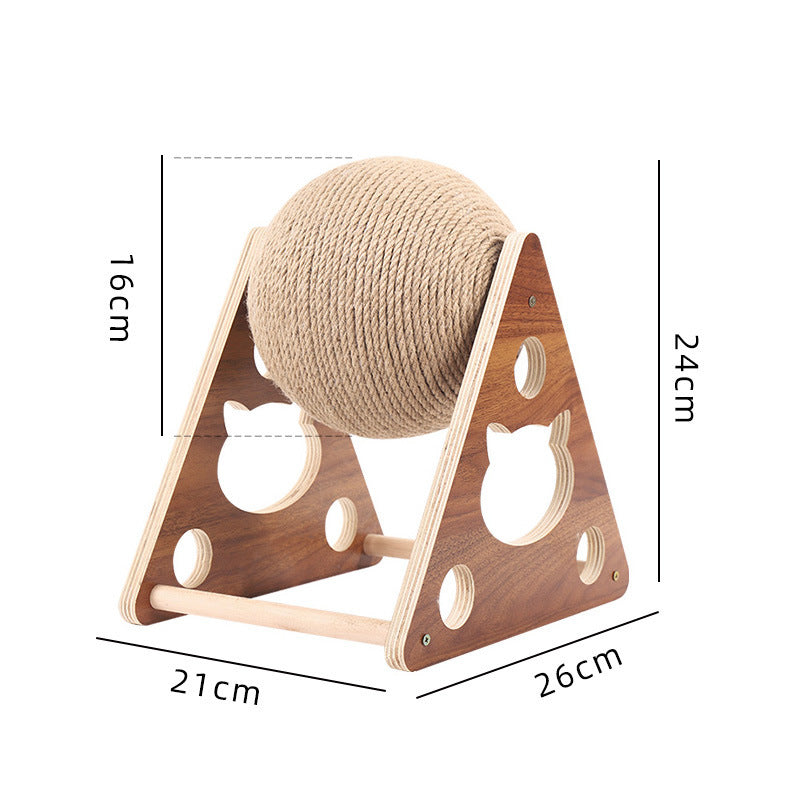 Cat Scratcher Sisal Rope Ball Cat Scratching Post Wood Stand Anti-Scratch Toy For Cats