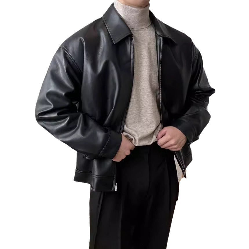 Leather Casual Baseball Uniform Motorcycle Jacket