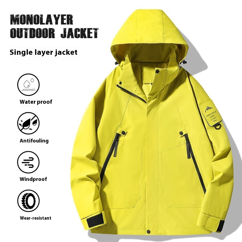 Single-layer Outdoor Shell Jacket Thin Windproof Waterproof Mountaineering Suit