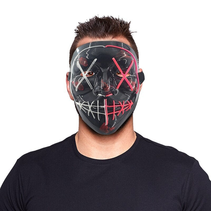 Scary face with blood horror thriller LED glow mask