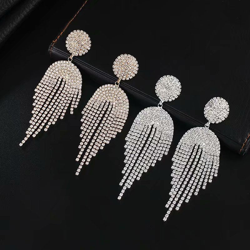 Japan And South Korea's Silver Pin Earrings Korean Exaggerated Long Tassel