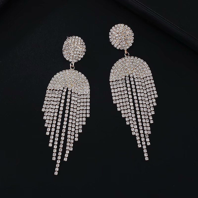 Japan And South Korea's Silver Pin Earrings Korean Exaggerated Long Tassel