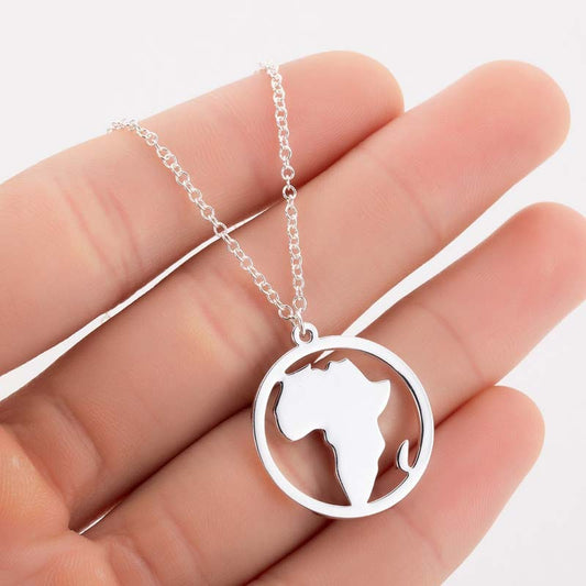 Stainless Steel South Africa Map Necklace