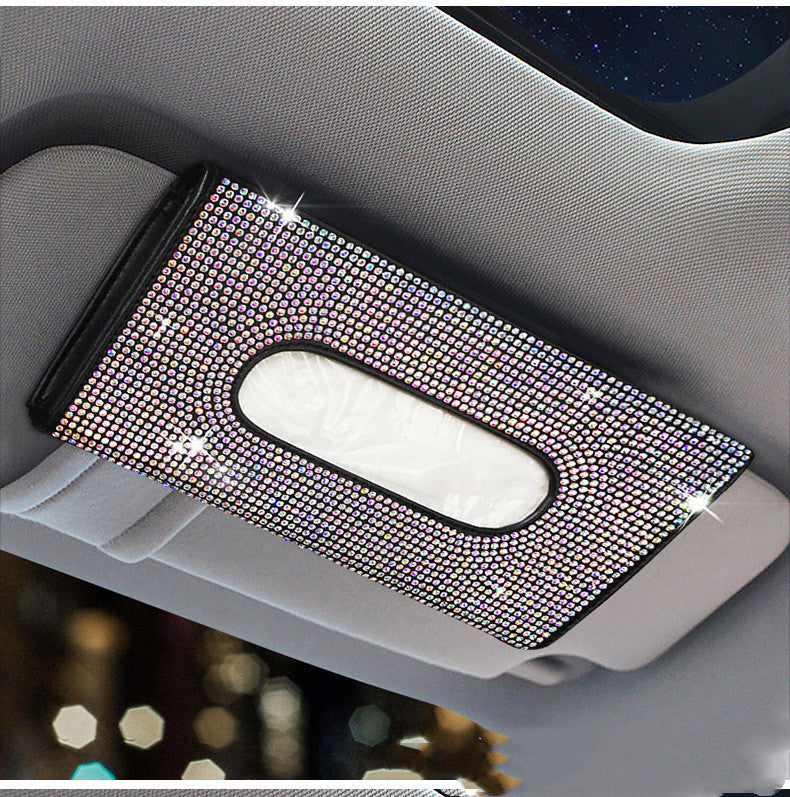 Hanging Car Tissue Box Diamond Creative Decorative Sun Visor