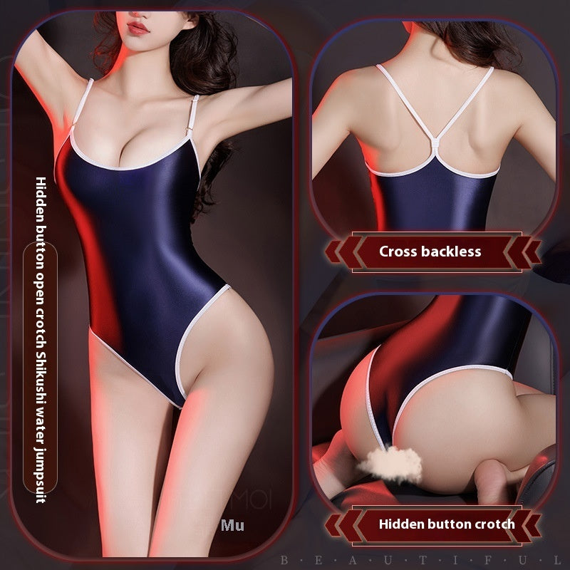 Lingerie Uniform Open Crotch Jumpsuit Strap Tight Clothing For Women