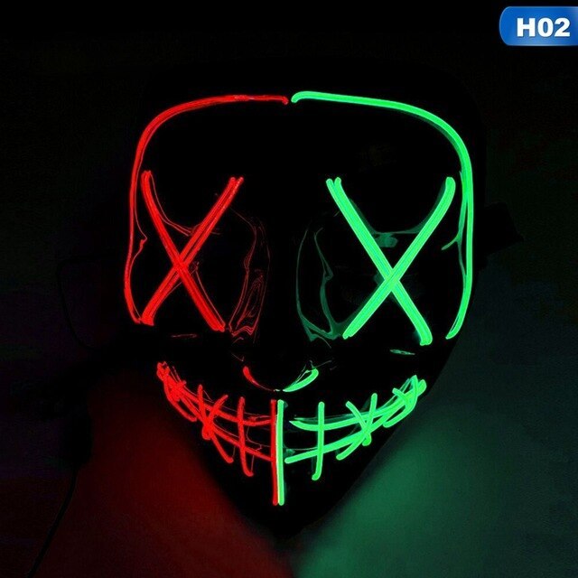 Scary face with blood horror thriller LED glow mask