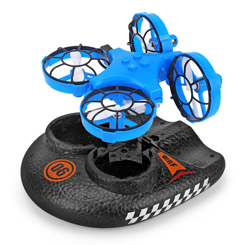 RC Boat Water Land And Air Four-Axis  Hovercraft Three-in-one Multi-function Toy One-button Tumbling Mini Drone