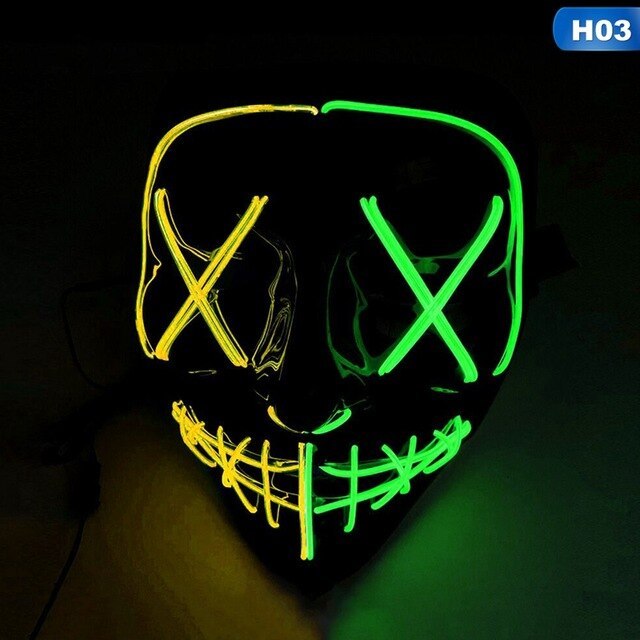 Scary face with blood horror thriller LED glow mask