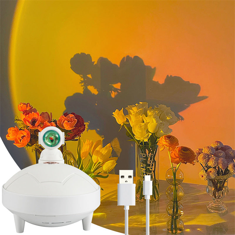 Astronaut Sunset Lamp Humidifier 2 Spraying Mode 360 Degree Rotating Head Astronaut Light USB Charging Projector Lamp