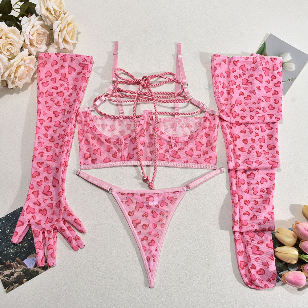 Valentine's Day Heart Shape Printed Three-point Underwear