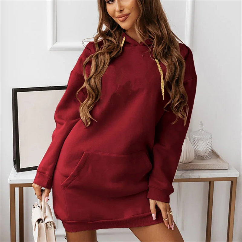 Autumn And Winter New Women's Solid Color Casual Sports Hoodie Sweater