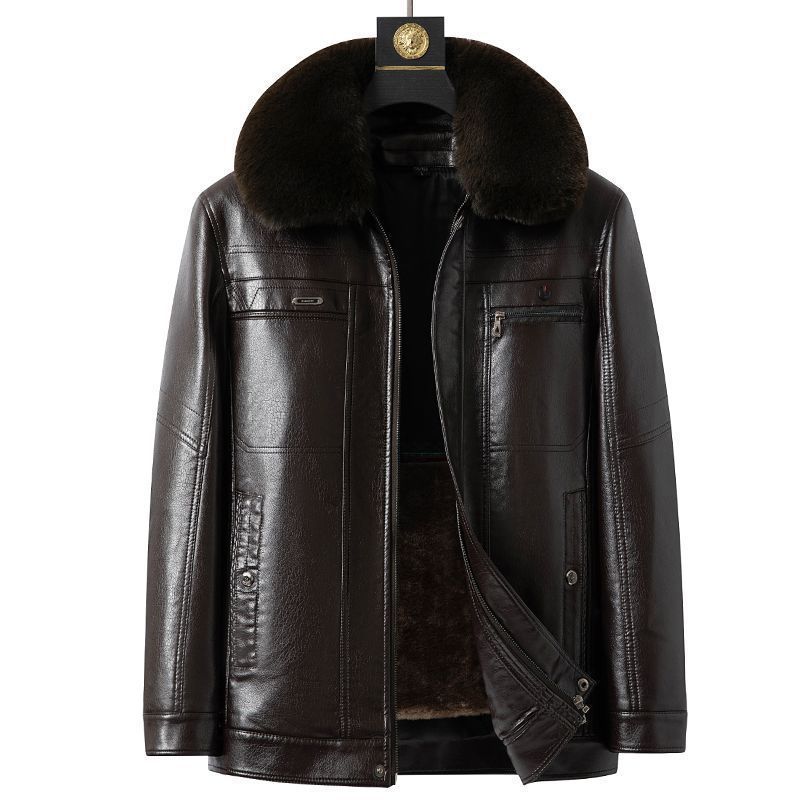 Fashion Personality Male Fleece-lined Leather Jacket