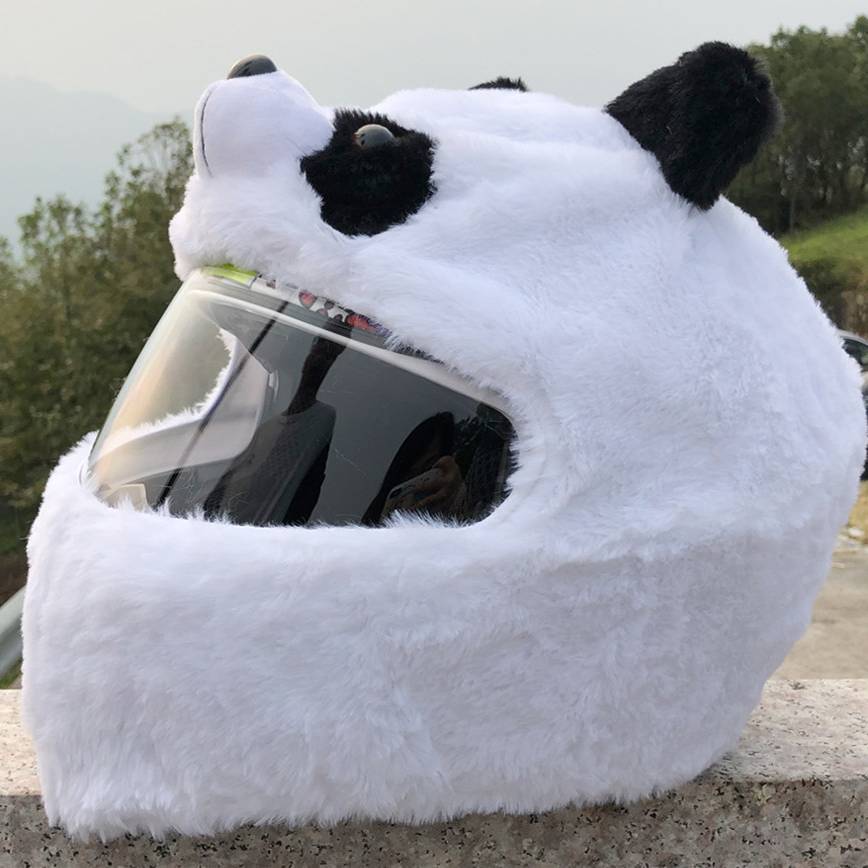 Helmet Protection Headgear  Full Helmet Cartoon Plush Panda Frog Puppy Unveiled Helmet Sports Car