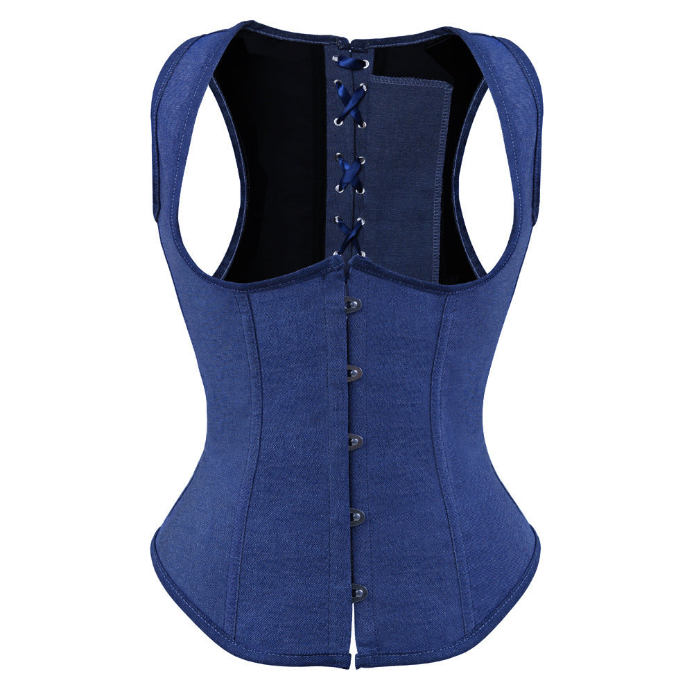 Fashion Simple Denim Waistcoat Body Shaping Top