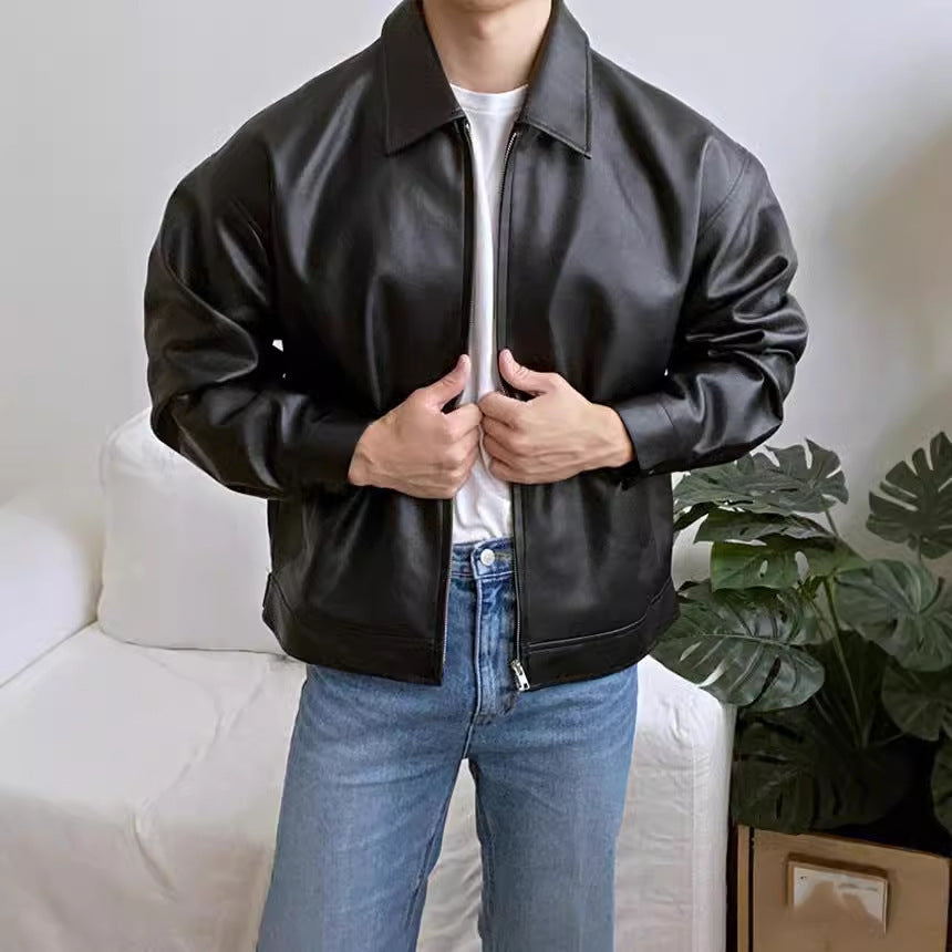 Leather Casual Baseball Uniform Motorcycle Jacket