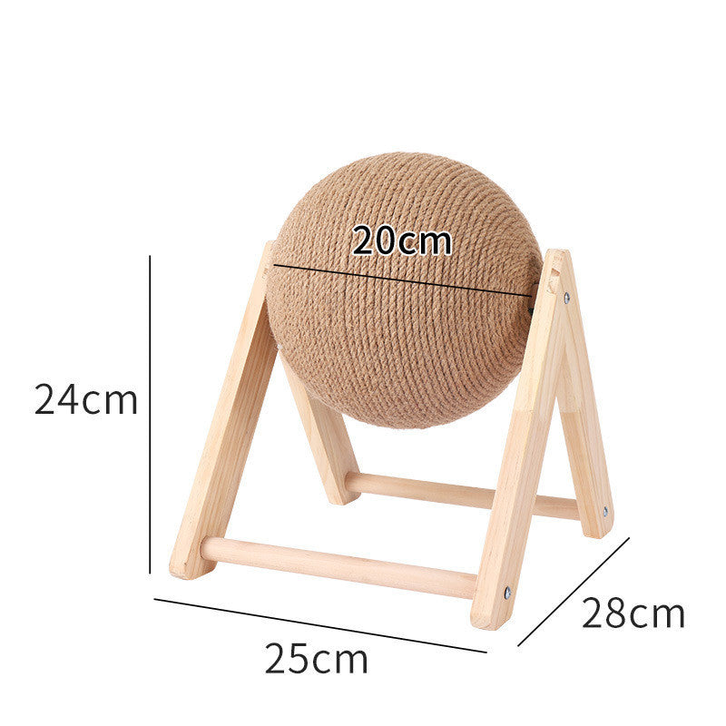 Cat Scratcher Sisal Rope Ball Cat Scratching Post Wood Stand Anti-Scratch Toy For Cats