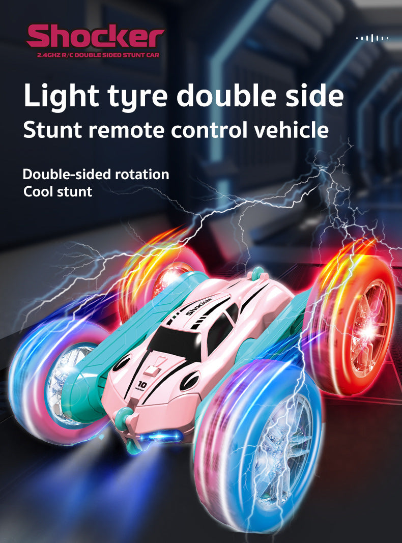 Remote Control Stunt Car Light Wheel Swing Arm Double-sided Rolling Car Toy